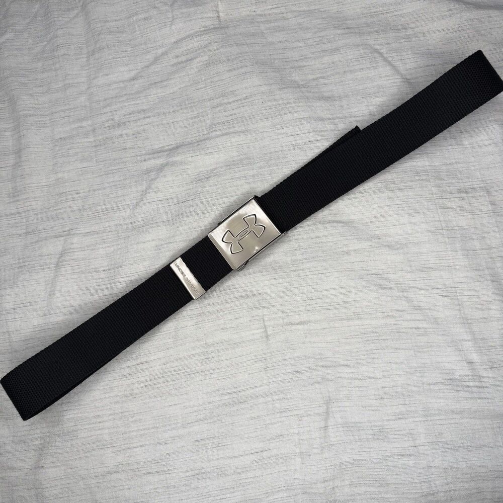 Under Armour Men's Webbing Belt‎ Black/Graphite Customizable Sizing, 47” Long